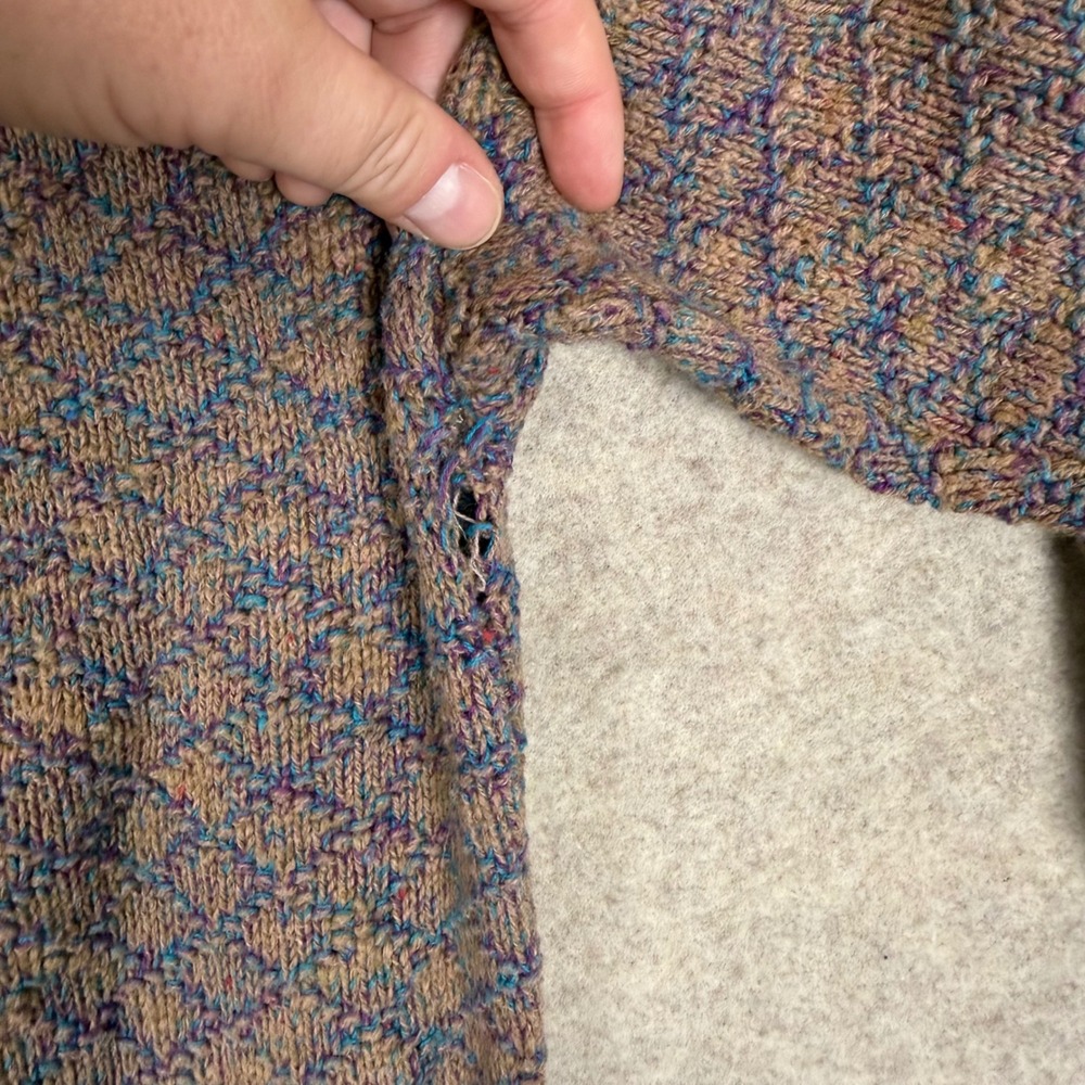 Vintage USA Marled Diamond Knit Sweater Knits Crewneck M 20x21 Brown Multi Retro - Picture 6 of 10